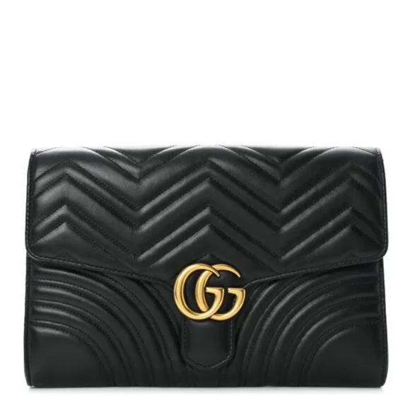 Gucci Calfskin Matelasse GG Marmont Clutch Black - Picture 1 of 11